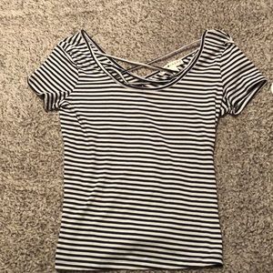 Navy blue & white striped cross shirt